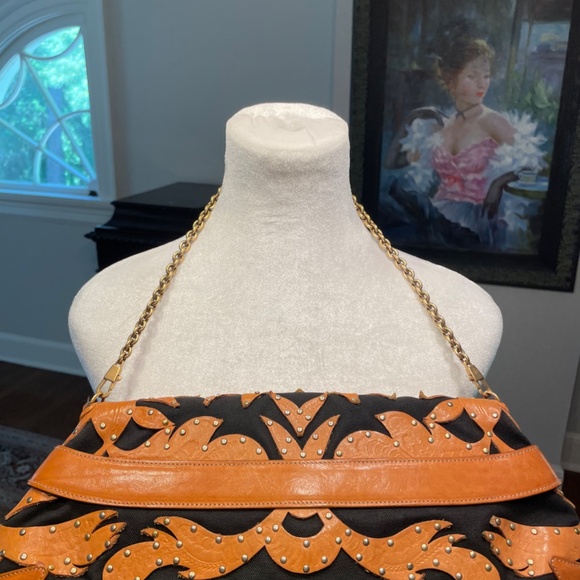 Rare Designer Gucci Studded with Horse Bit Black/Brown Bag - Picture 6 of 11